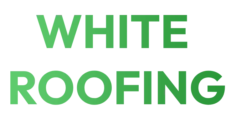 Texte vert 'White Roofing'